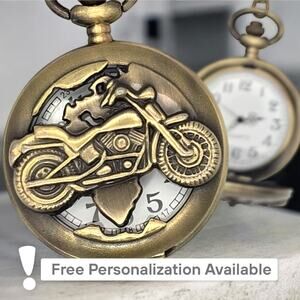 Motorcycle Pocket Watch - Vintage Look Harley Davidson Biker Gift Enthusiast